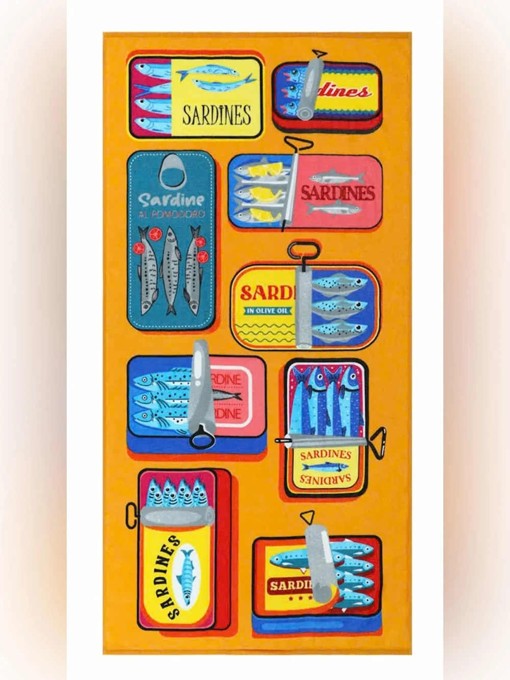 NWT Sardines Printed XL Beach Towel, multicolored